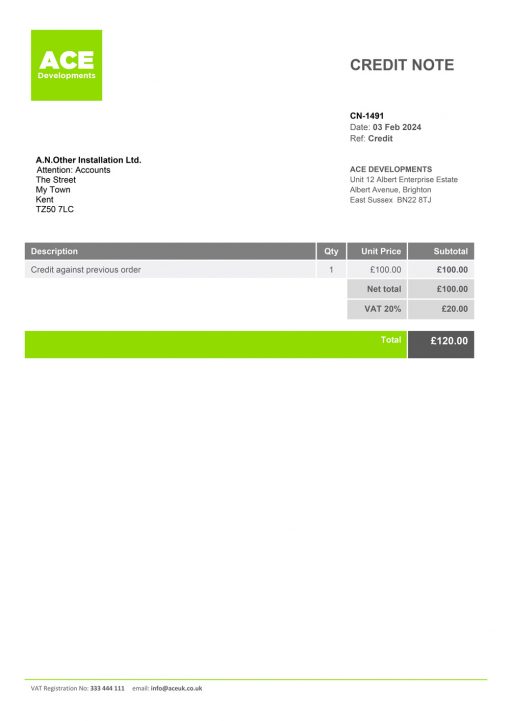Block - Credit Note