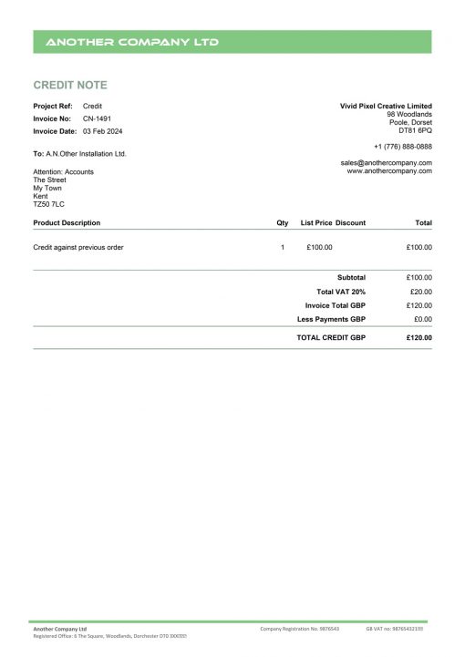 Clean - Credit Note