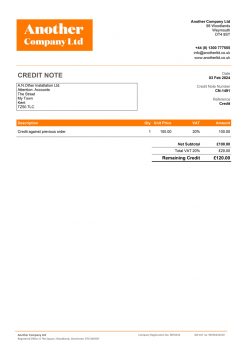 Orange - Credit Note
