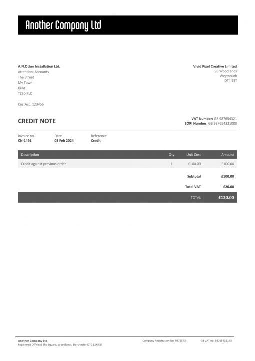 Pro - Credit Note